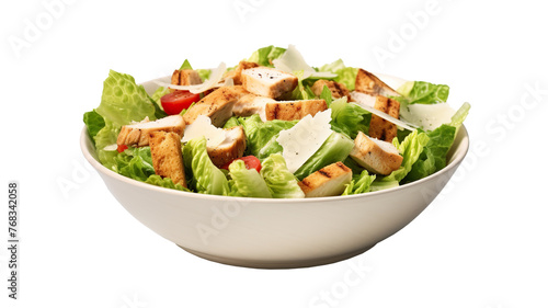 Chicken salad with caesar is isolated on a transparent background photo