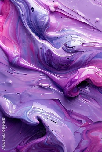 Elegant Fluid Acrylic Painting with Vibrant Purple and Pink Swirling Patterns Organic Abstract Aesthetic Mood