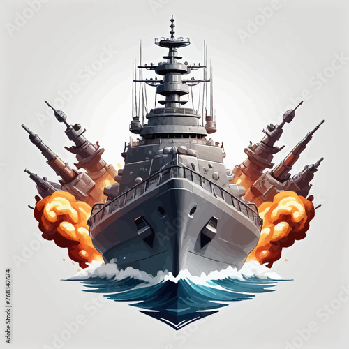 War Ship Cartoon Logo Design Very Cool