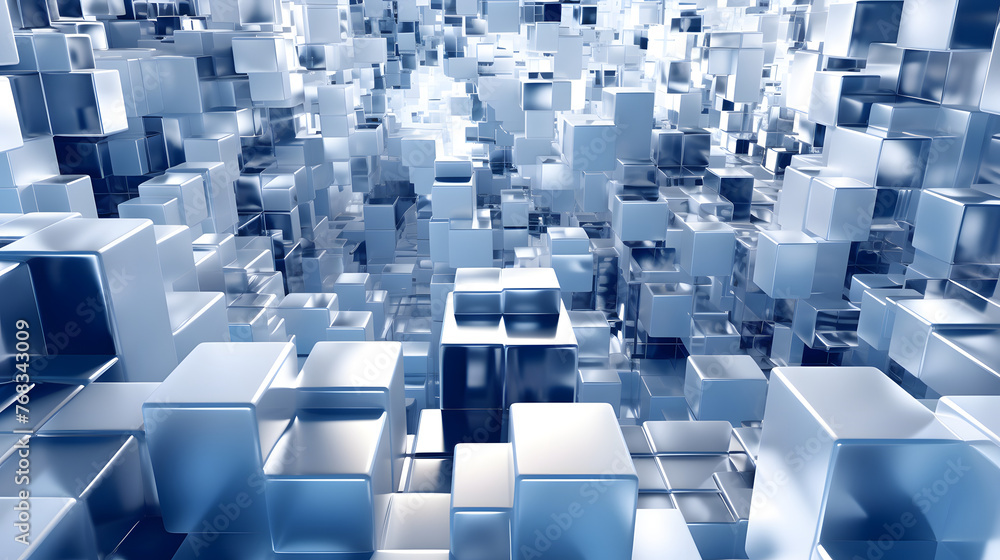 Fototapeta premium Digital Technology blue white Geopunk Abstract Geometric Poster Web Page PPT Background with generative