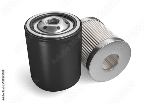 3D Rendered Automotive Oil Filters with Transparent Background