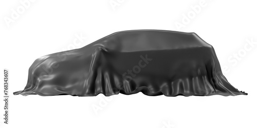 Car Covered with Cloth 3D Render on Transparent Background