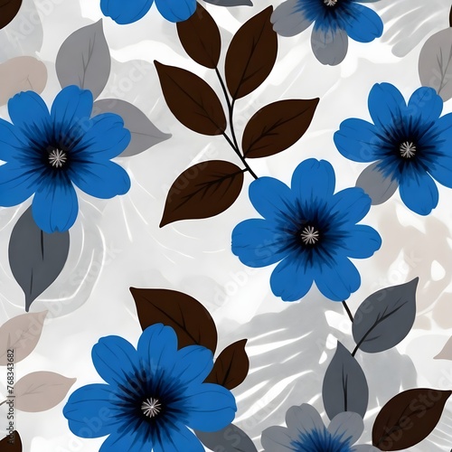 Flowers and leaves wallpaper on gay background