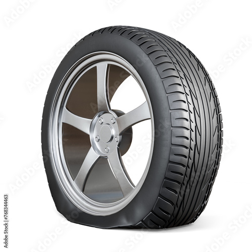 3D Rendered Alloy Wheel with Tire on Transparent Background (ID: 768344463)