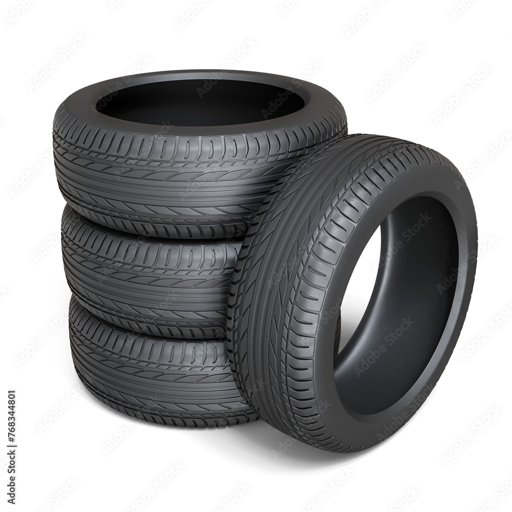 Car Tire 3D Render on Transparent Background