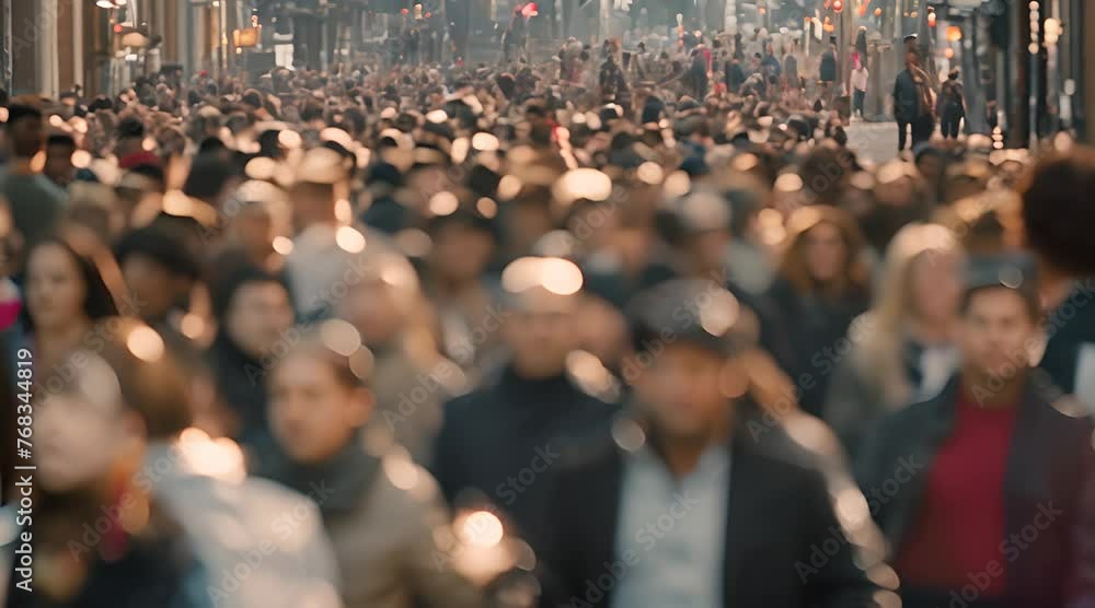 the crowd on the street blurred in the background the crowd on the street blurred in the background