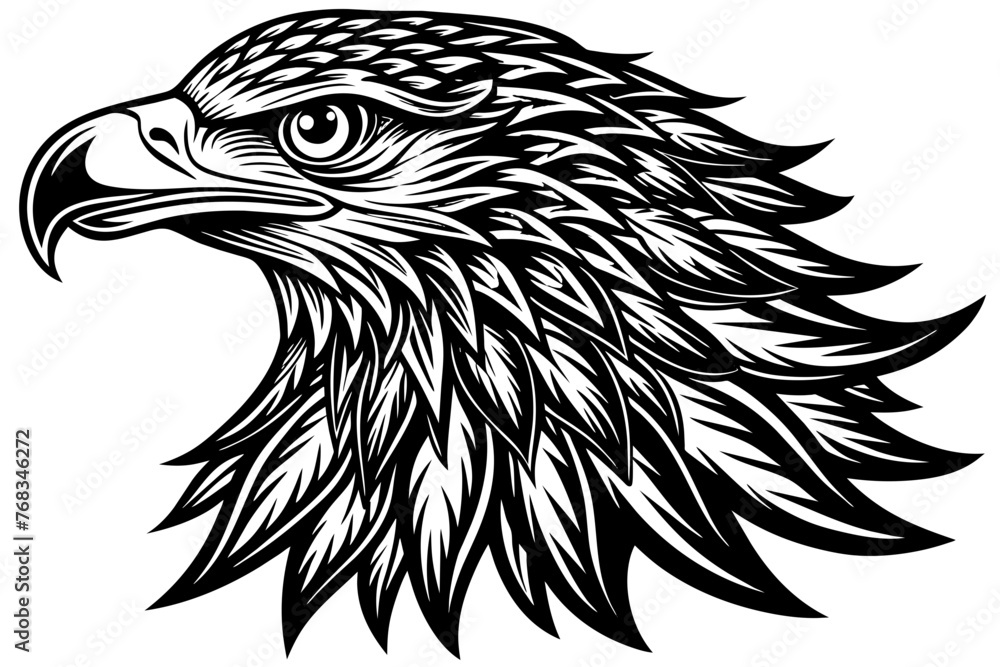 Obraz premium Eagle spreading its wing. Black and white vector.