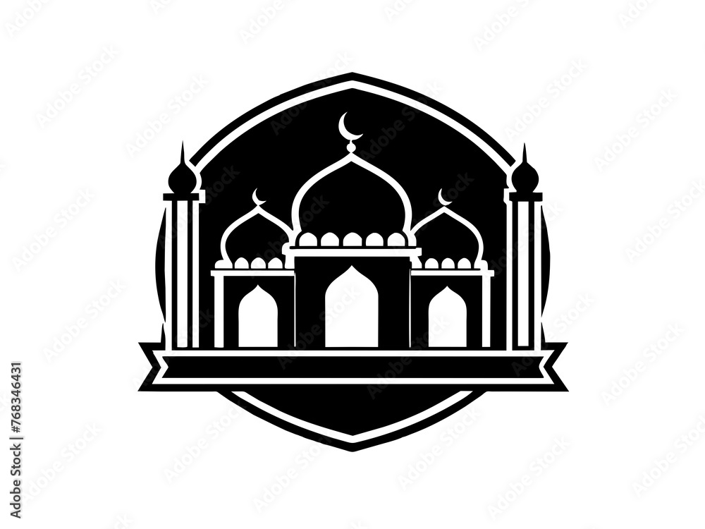 Minimalist vector of a mosque/masjid. Can be used for islamic prayer room symbol.