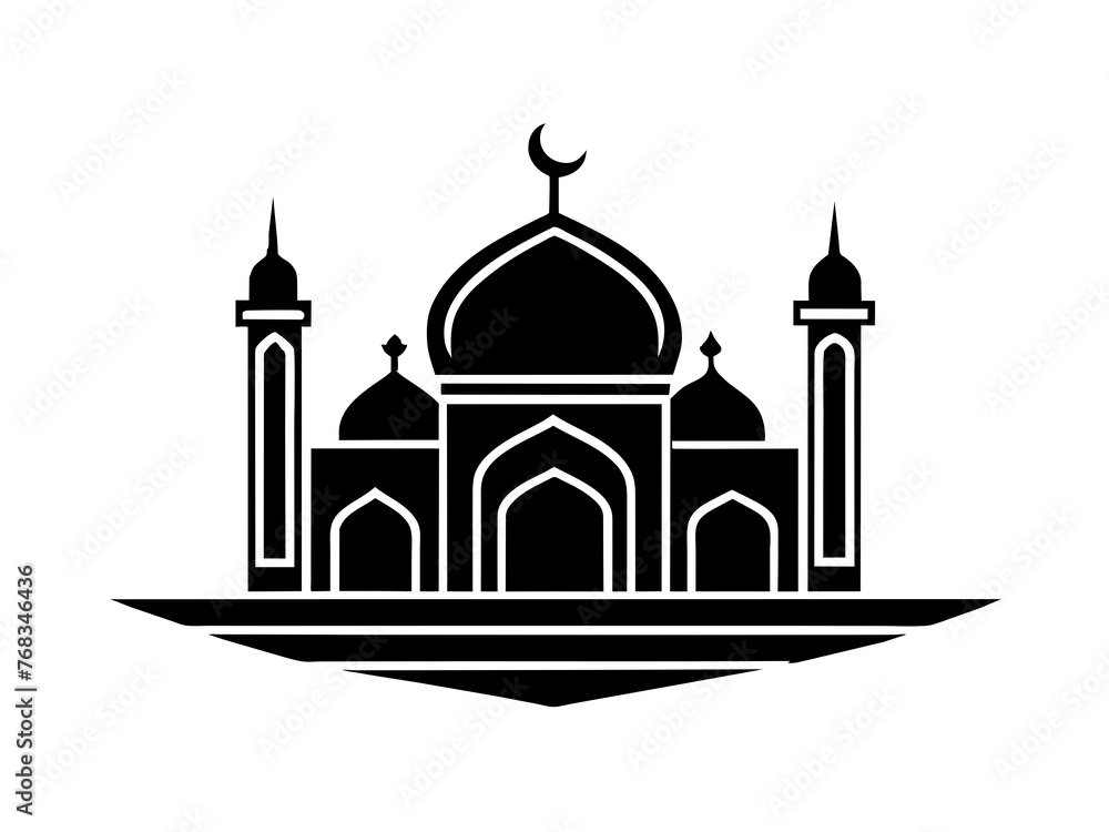Minimalist vector of a mosque/masjid. Can be used for islamic prayer room symbol. Minimalist vector of a mosque/masjid. Can be used for islamic prayer room symbol.