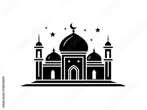 Minimalist vector of a mosque/masjid. Can be used for islamic prayer room symbol.