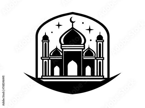 Minimalist vector of a mosque/masjid. Can be used for islamic prayer room symbol.