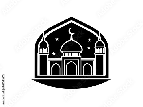 Minimalist vector of a mosque/masjid. Can be used for islamic prayer room symbol.