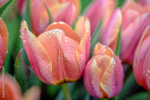Dew-Kissed Elegance: Macro Close-Ups of Tulips Glistening with Dew