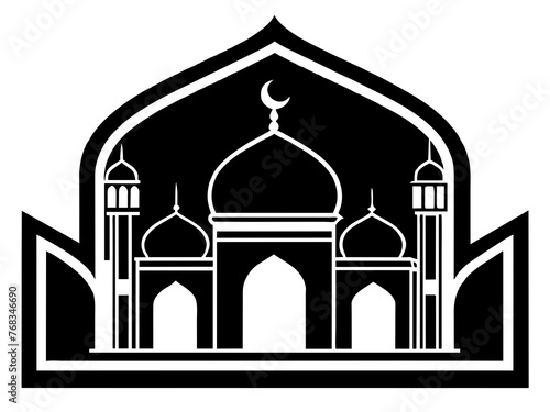 Minimalist vector of a mosque/masjid. Can be used for islamic prayer room symbol.