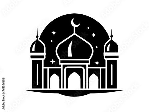 Minimalist vector of a mosque/masjid. Can be used for islamic prayer room symbol.