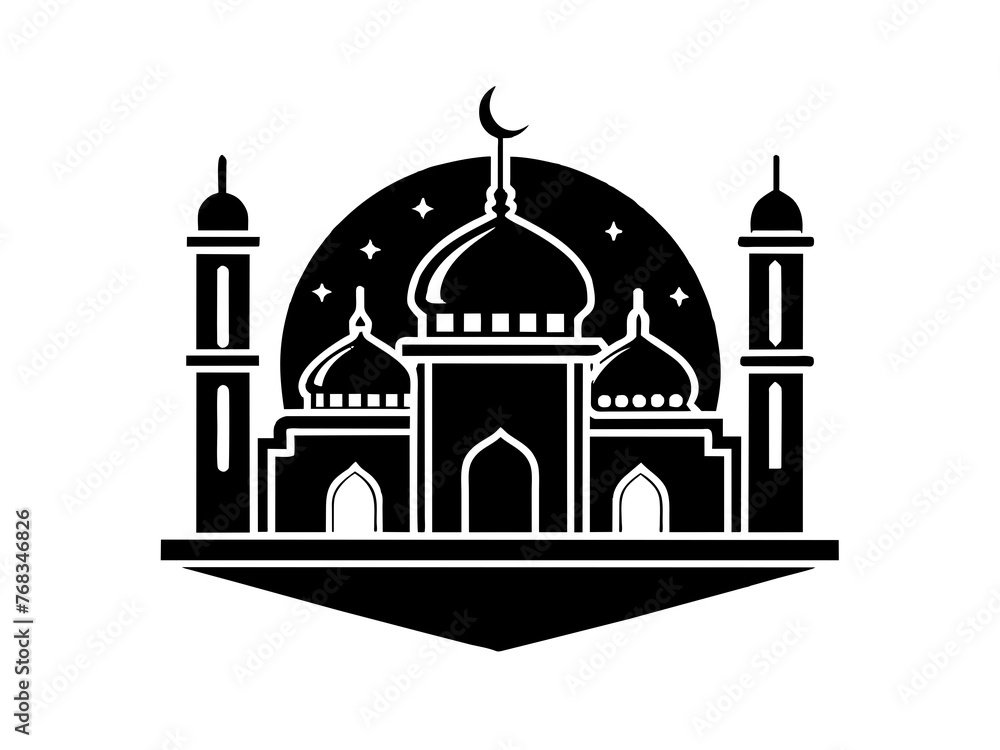 Minimalist vector of a mosque/masjid. Can be used for islamic prayer room symbol. Minimalist vector of a mosque/masjid. Can be used for islamic prayer room symbol.