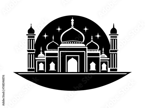 Minimalist vector of a mosque/masjid. Can be used for islamic prayer room symbol.
