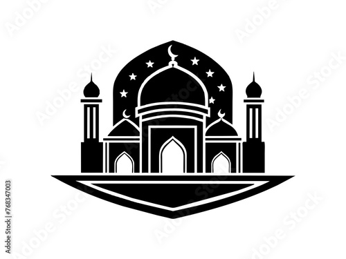 Minimalist vector of a mosque/masjid. Can be used for islamic prayer room symbol.