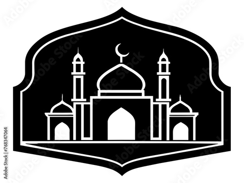 Minimalist vector of a mosque/masjid. Can be used for islamic prayer room symbol.