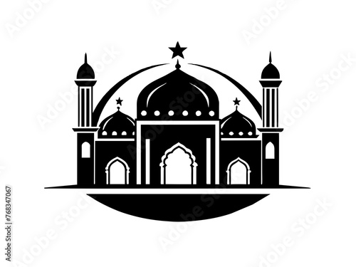 Minimalist vector of a mosque/masjid. Can be used for islamic prayer room symbol.
