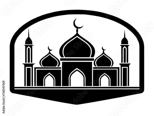 Minimalist vector of a mosque/masjid. Can be used for islamic prayer room symbol.