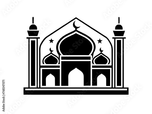 Minimalist vector of a mosque/masjid. Can be used for islamic prayer room symbol.