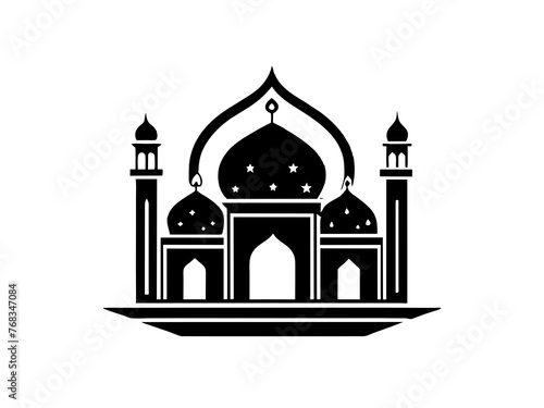 Minimalist vector of a mosque/masjid. Can be used for islamic prayer room symbol.