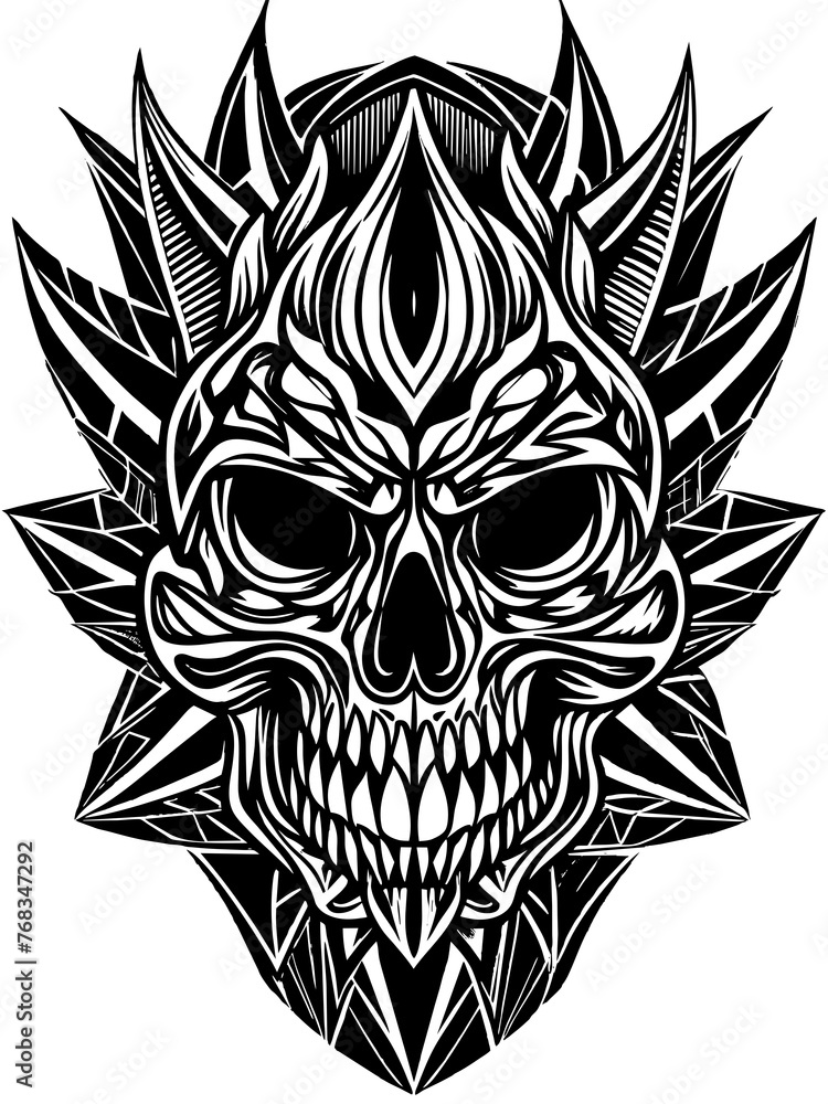 Hard rock metal skull with horns. Hard rock metal skull with horns.
