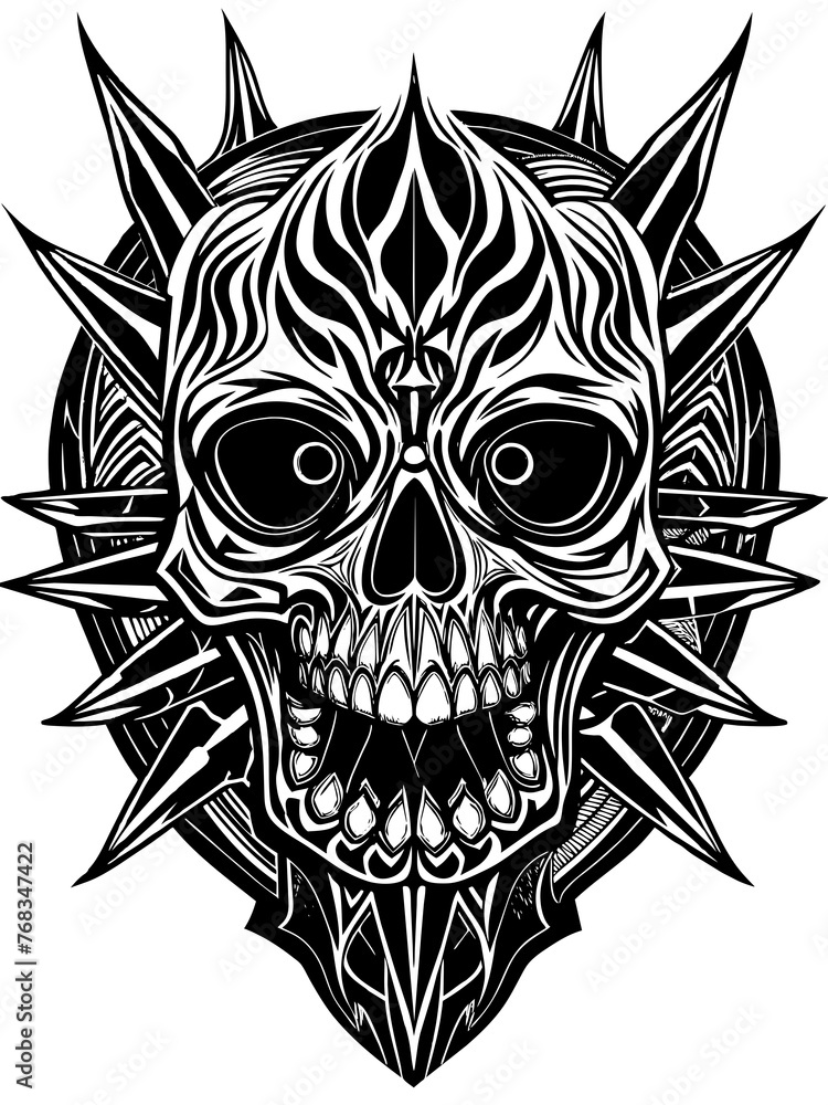 Hard rock metal skull with horns. Hard rock metal skull with horns.