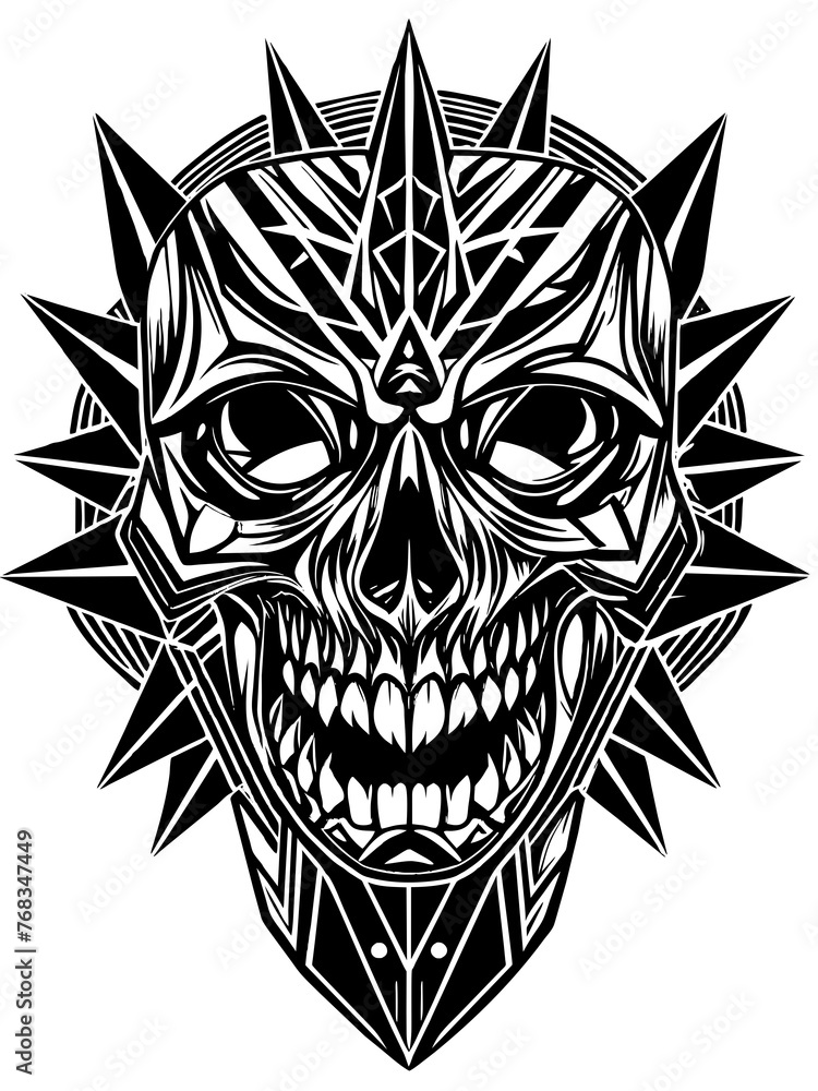 Hard rock metal skull with horns. Hard rock metal skull with horns.