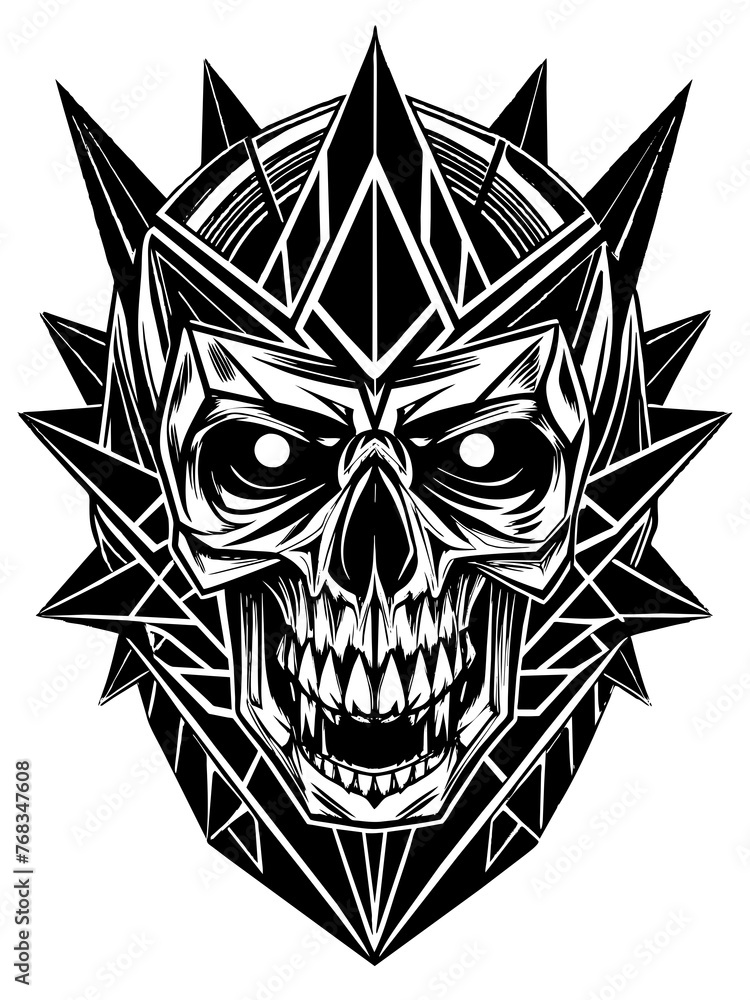 Hard rock metal skull with horns. Hard rock metal skull with horns.