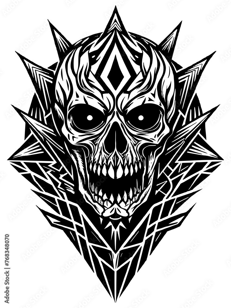 Obraz premium Hard rock metal skull with horns.