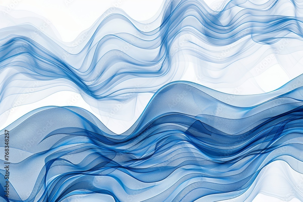 Minimalist abstract illustration linoleum pen drawing art style - Capillary phenomenon blue and white porcelain pattern background created with Generative AI Technology