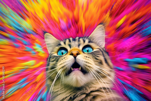 psychodelic cat laugh created with Generative AI technology © RealPeopleStudio
