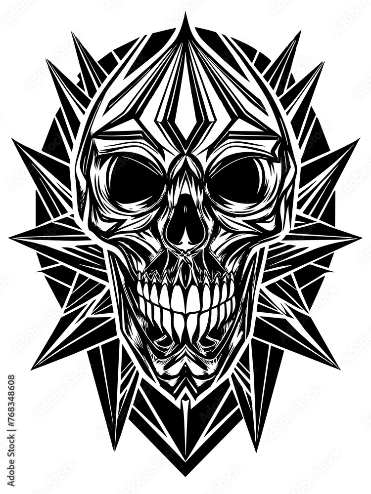 Hard rock metal skull with horns. Hard rock metal skull with horns.