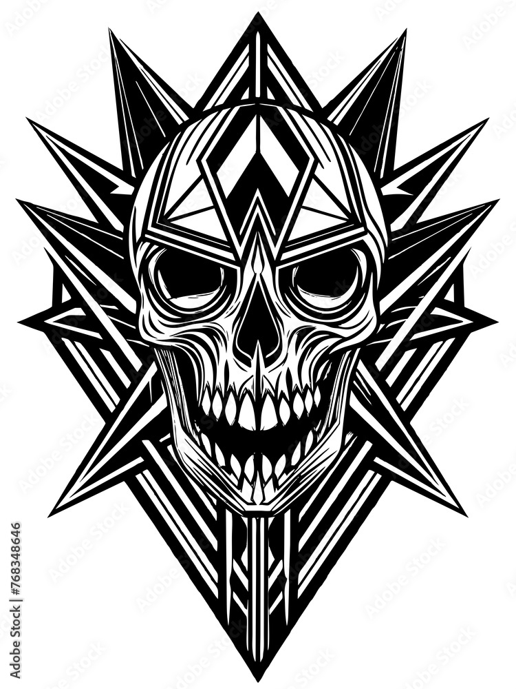 Hard rock metal skull with horns. Hard rock metal skull with horns.