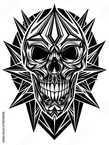 Hard rock metal skull with horns.
