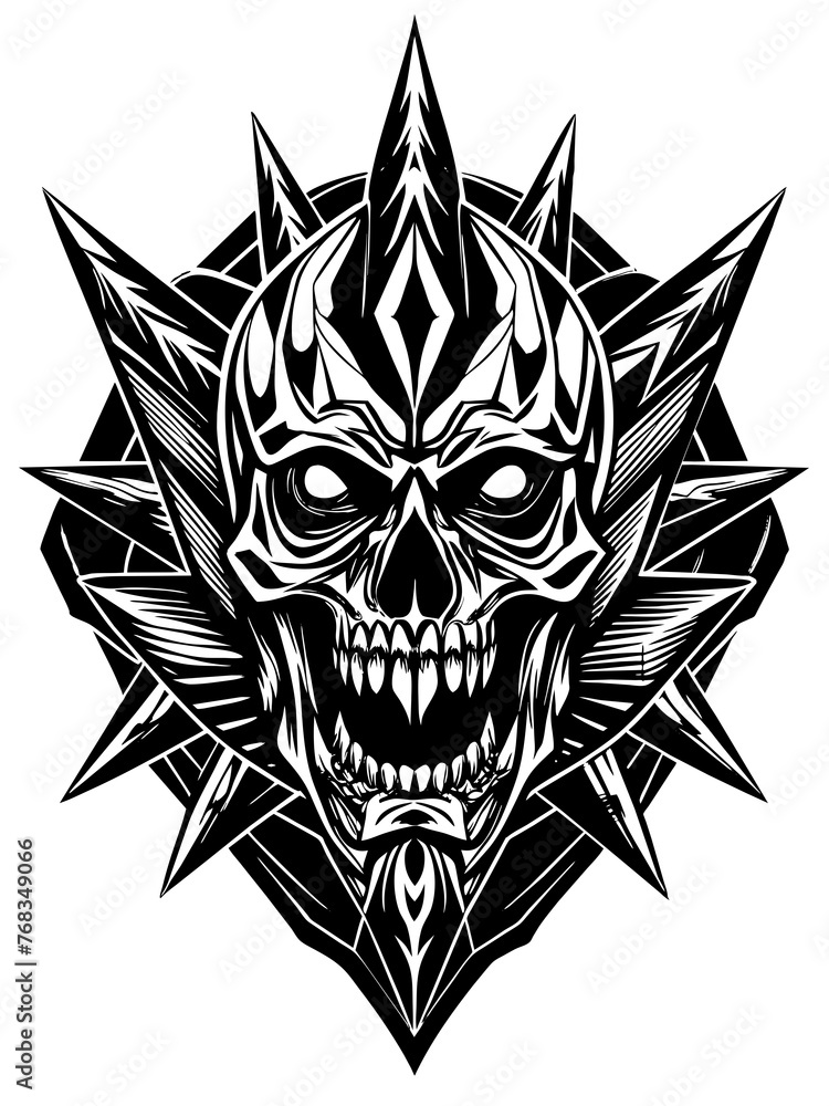 Hard rock metal skull with horns. Hard rock metal skull with horns.