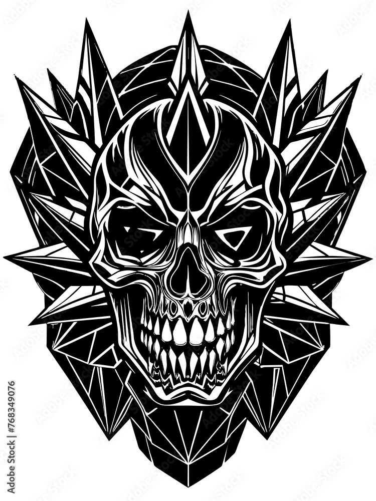 Hard rock metal skull with horns. Hard rock metal skull with horns.