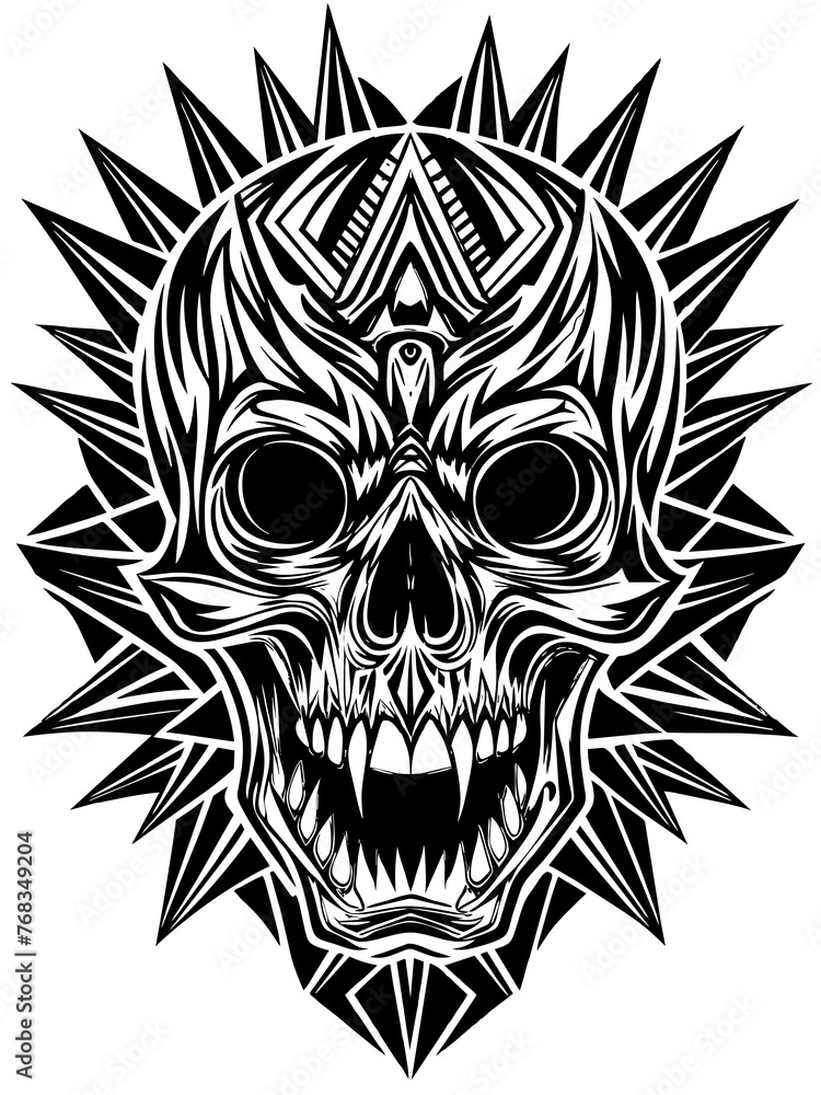 Hard rock metal skull with horns. Hard rock metal skull with horns.