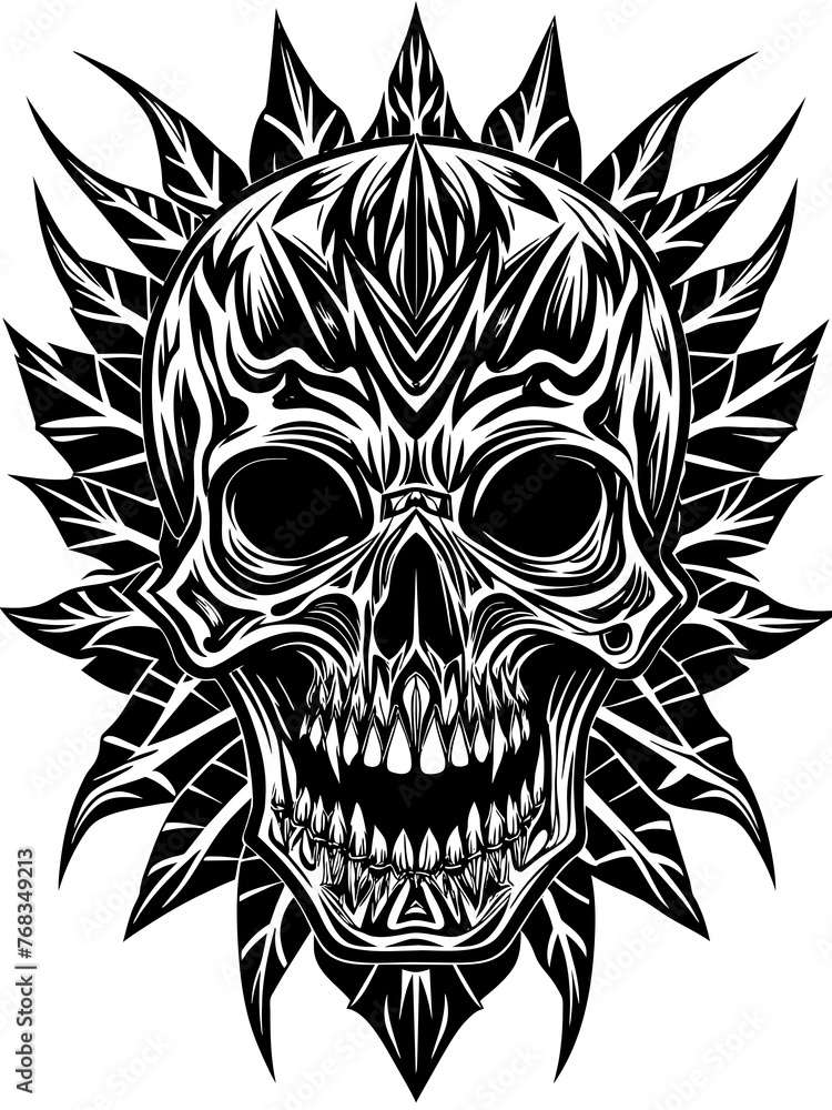 Hard rock metal skull with horns. Hard rock metal skull with horns.