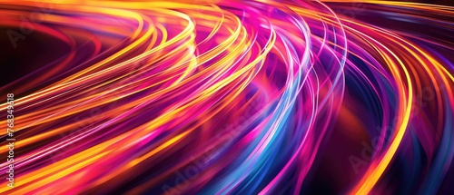 Colorful abstract glowing twirl lines at night.