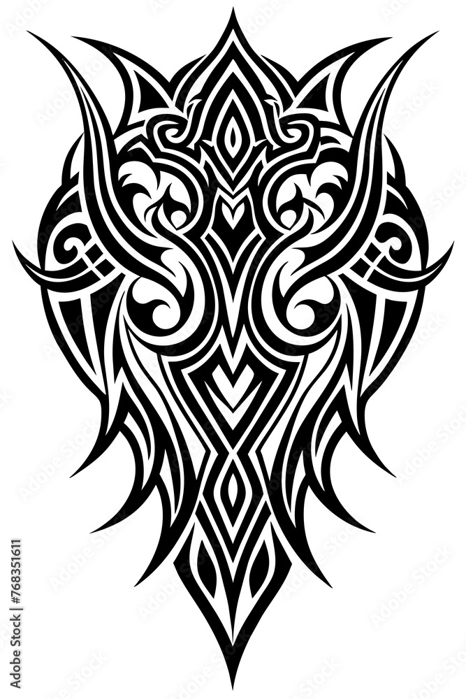 Fototapeta premium Minimalist tribal vector. Black and white color.
