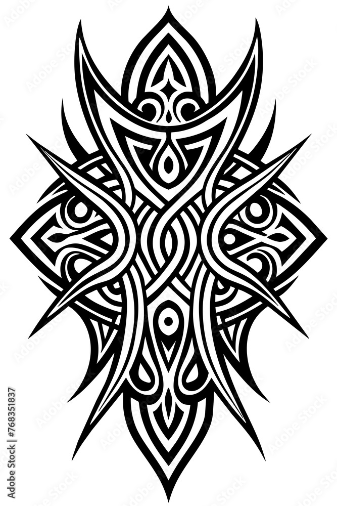 Fototapeta premium Minimalist tribal vector. Black and white color.