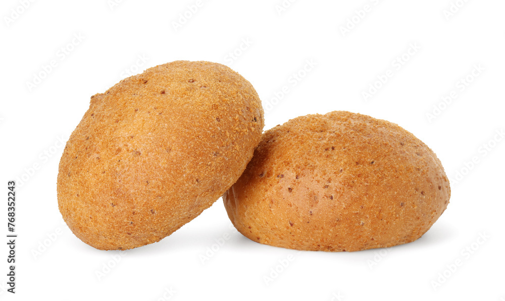 Two fresh hamburger buns isolated on white Two fresh hamburger buns isolated on white