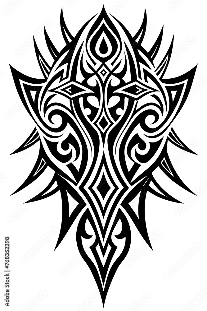 Obraz premium Minimalist tribal vector. Black and white color.