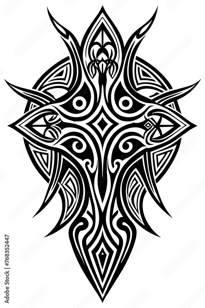 Fototapeta premium Minimalist tribal vector. Black and white color.