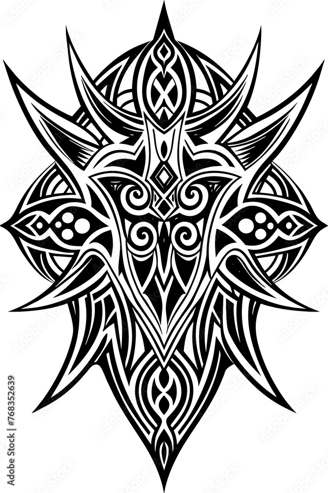 Fototapeta premium Minimalist tribal vector. Black and white color.