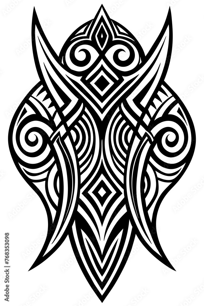 Fototapeta premium Minimalist tribal vector. Black and white color.