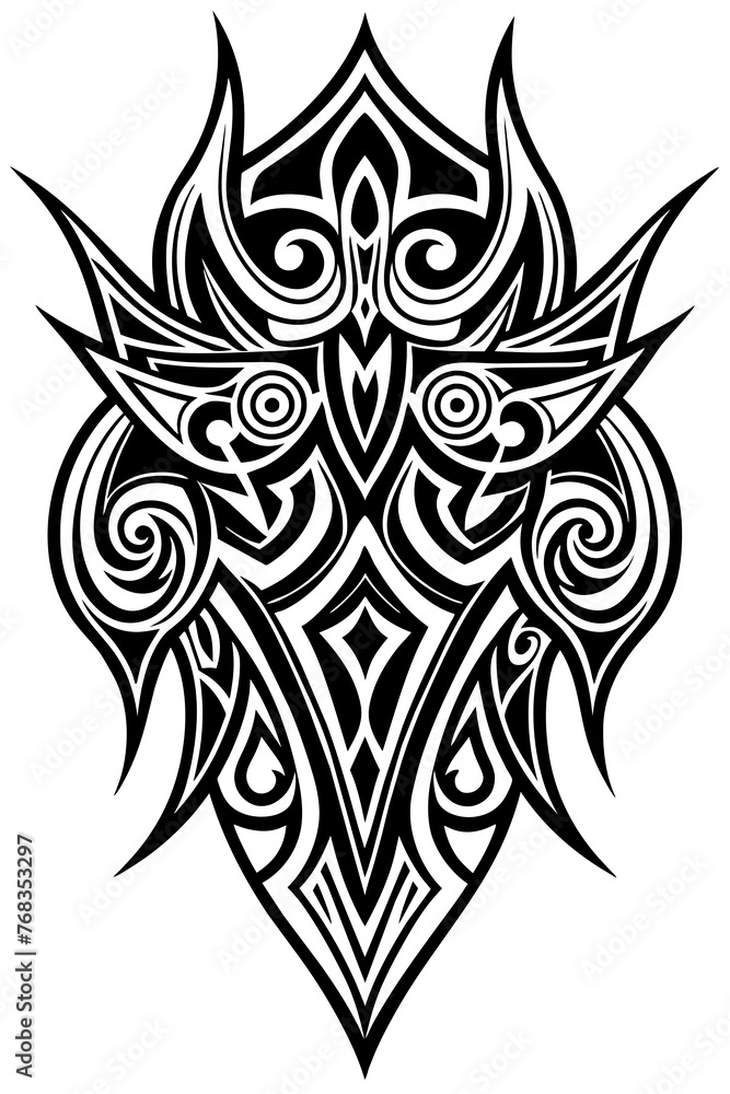 Fototapeta premium Minimalist tribal vector. Black and white color.